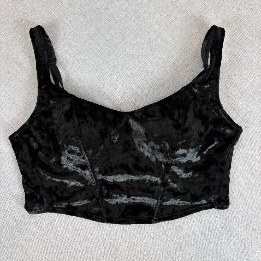 Victoria's Secret Wireless Lightly Lined Velvet Corset Top Black Size XS